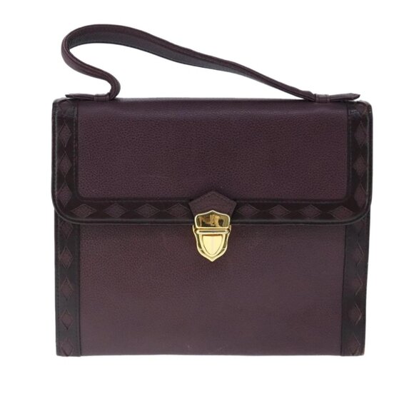 SAINT LAURENT Hand Bag Leather 2way Purple Gold - Picture 2 of 16